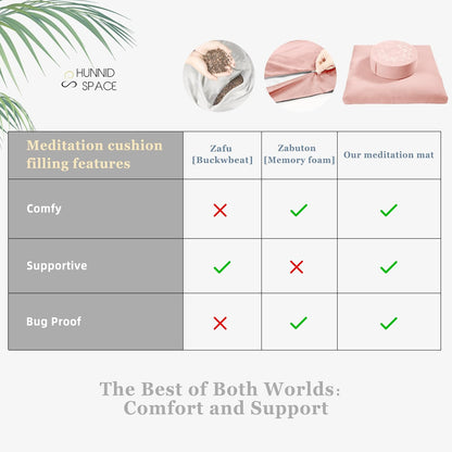 Meditation Cushion Set Zafu & Zabuton – Buckwheat Hull & Memory Foam, Adjustable Floor Pillow for Yoga, Meditation & Sitting, Removable Velvet Cover (Purple)