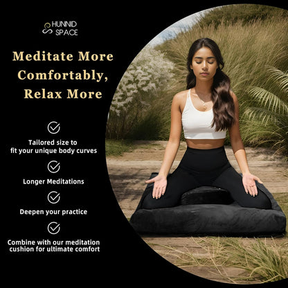 Meditation Cushion Set Zafu & Zabuton – Buckwheat Hull & Memory Foam, Adjustable Floor Pillow for Yoga, Meditation & Sitting, Removable Velvet Cover (Purple)