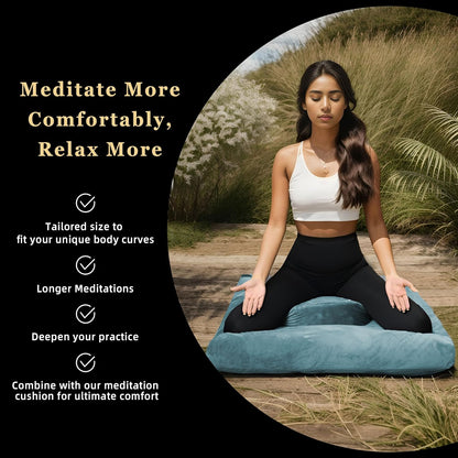 Meditation Cushion Set Zafu & Zabuton – Buckwheat Hull & Memory Foam, Adjustable Floor Pillow for Yoga, Meditation & Sitting, Removable Velvet Cover (Purple)