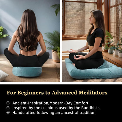 Meditation Cushion Set Zafu & Zabuton – Buckwheat Hull & Memory Foam, Adjustable Floor Pillow for Yoga, Meditation & Sitting, Removable Velvet Cover (Purple)