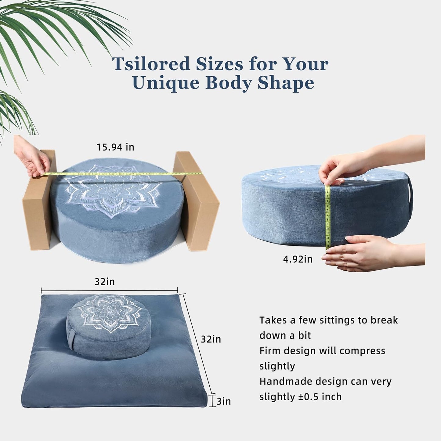 Meditation Cushion Set Zafu & Zabuton – Buckwheat Hull & Memory Foam, Adjustable Floor Pillow for Yoga, Meditation & Sitting, Removable Velvet Cover (Purple)