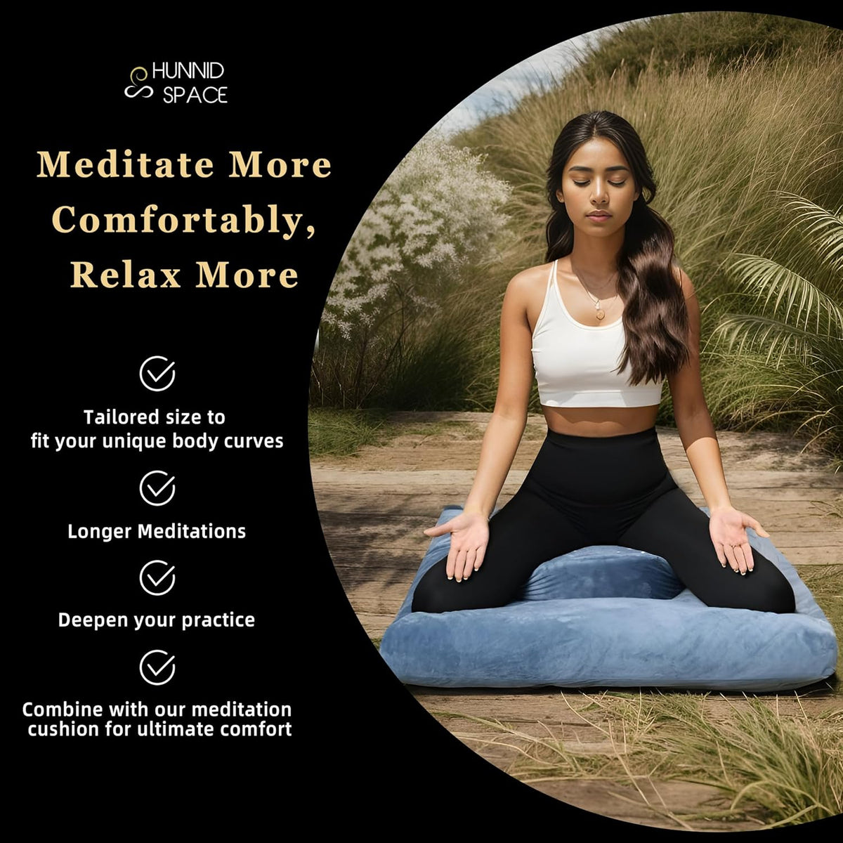 Meditation Cushion Set Zafu & Zabuton – Buckwheat Hull & Memory Foam, Adjustable Floor Pillow for Yoga, Meditation & Sitting, Removable Velvet Cover (Purple)