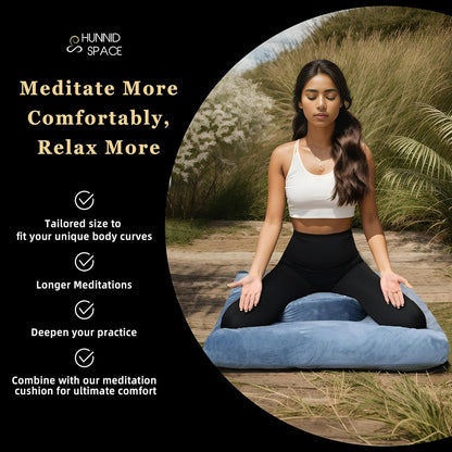 Meditation Cushion Set Zafu & Zabuton – Buckwheat Hull & Memory Foam, Adjustable Floor Pillow for Yoga, Meditation & Sitting, Removable Velvet Cover (Purple)