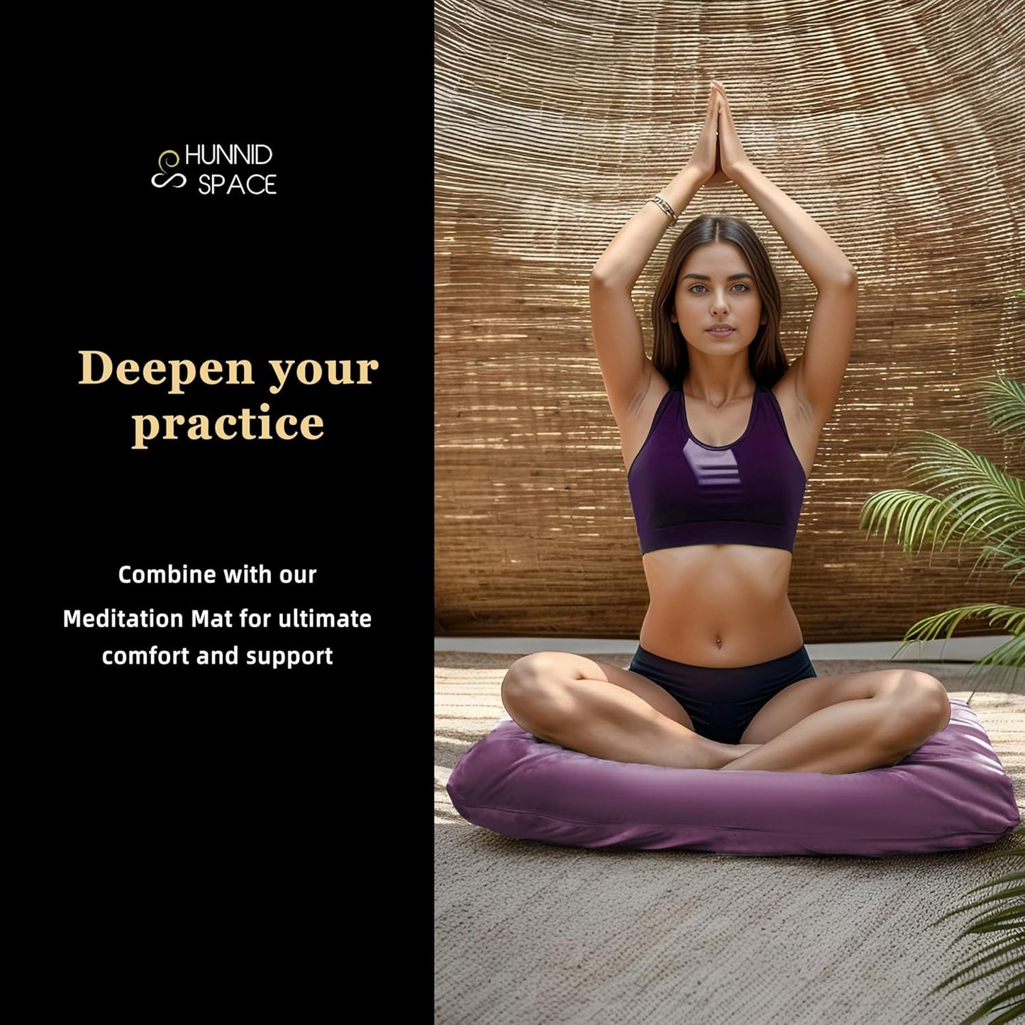 Meditation Cushion Set Zafu & Zabuton – Buckwheat Hull & Memory Foam, Adjustable Floor Pillow for Yoga, Meditation & Sitting, Removable Velvet Cover (Purple)