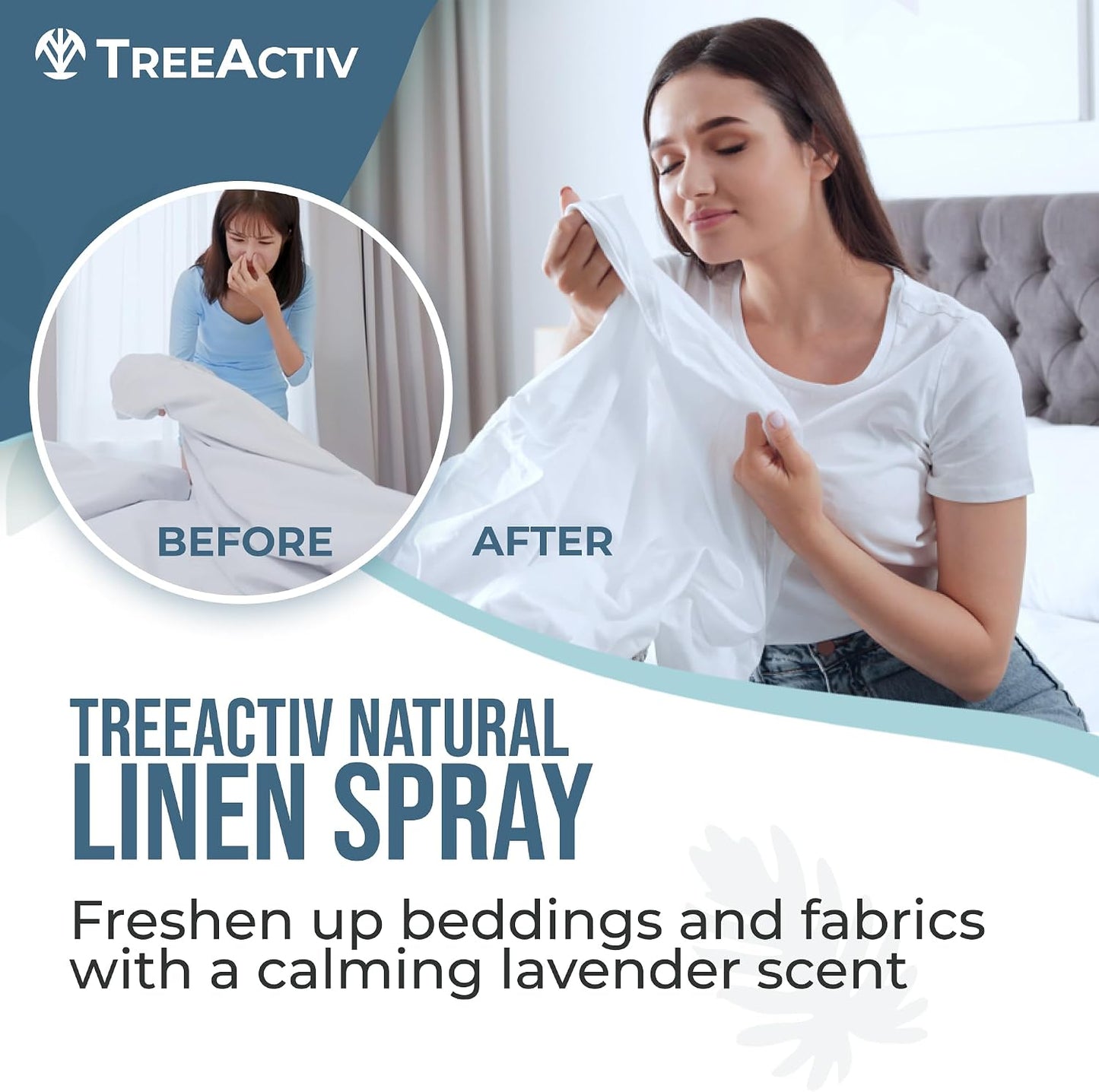 Natural Linen Spray, 8 fl oz, Lavender for Sleep, Beddings, Pillows, and Sheets With Tea Tree, Pillow Mist Freshener, 2000+ Sprays
