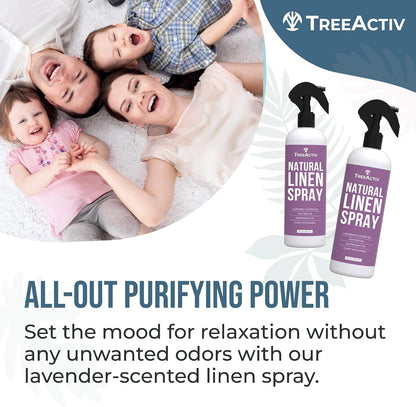 Natural Linen Spray, 8 fl oz, Lavender for Sleep, Beddings, Pillows, and Sheets With Tea Tree, Pillow Mist Freshener, 2000+ Sprays