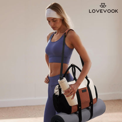 Small Gym Bag for Women with Yoga mat Holder, Mini Duffle Bag for Travel with Wet Pocket, Overnight Personal Item Bags, Lightweight Carry on Weekender Duffel for Workout, Dance, Ballet