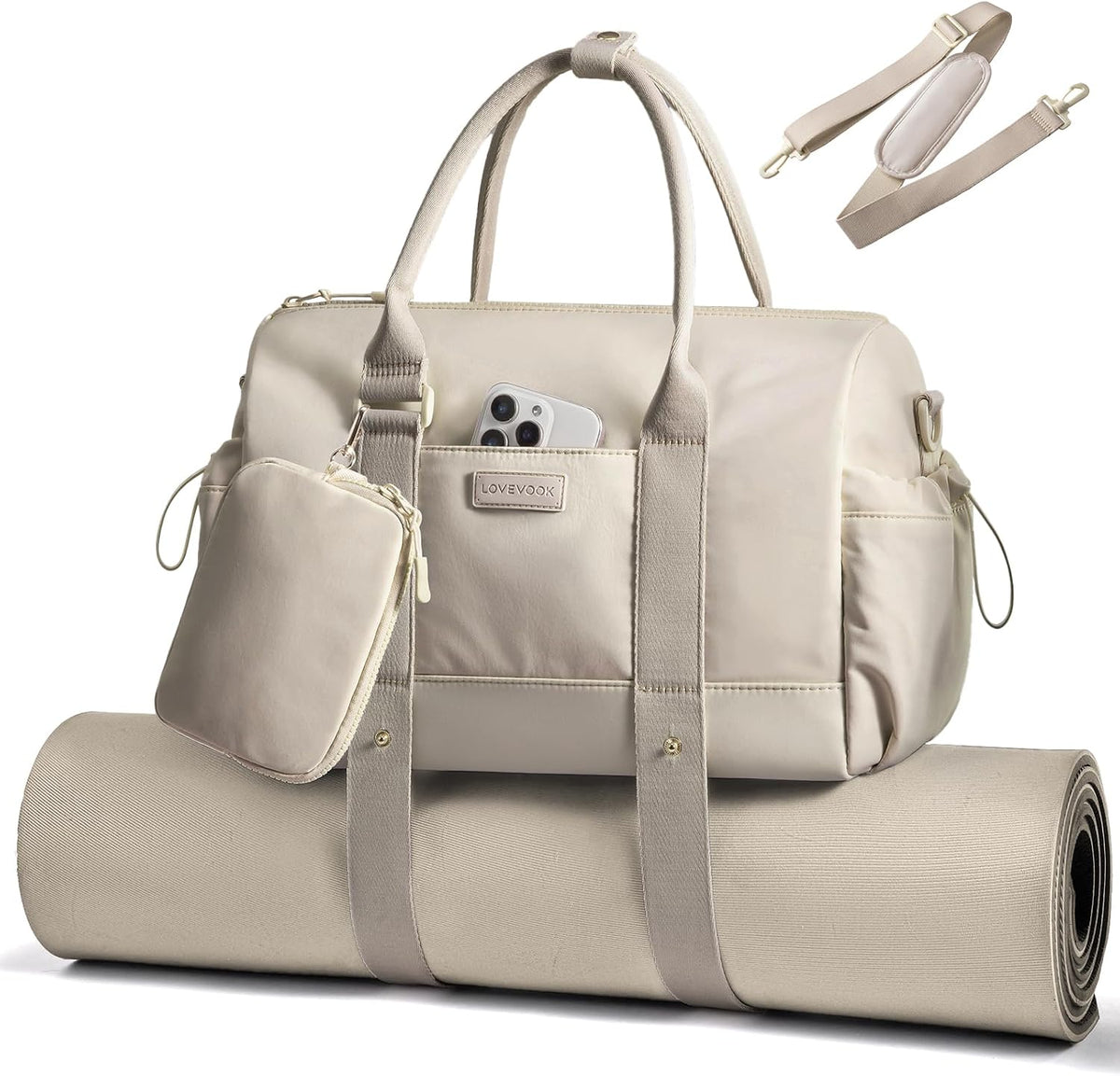 Small Gym Bag for Women with Yoga mat Holder, Mini Duffle Bag for Travel with Wet Pocket, Overnight Personal Item Bags, Lightweight Carry on Weekender Duffel for Workout, Dance, Ballet