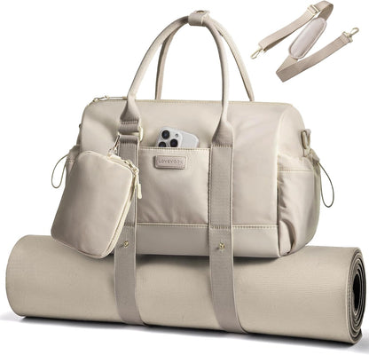 Small Gym Bag for Women with Yoga mat Holder, Mini Duffle Bag for Travel with Wet Pocket, Overnight Personal Item Bags, Lightweight Carry on Weekender Duffel for Workout, Dance, Ballet