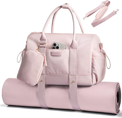 Small Gym Bag for Women with Yoga mat Holder, Mini Duffle Bag for Travel with Wet Pocket, Overnight Personal Item Bags, Lightweight Carry on Weekender Duffel for Workout, Dance, Ballet