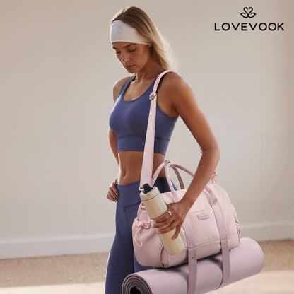 Small Gym Bag for Women with Yoga mat Holder, Mini Duffle Bag for Travel with Wet Pocket, Overnight Personal Item Bags, Lightweight Carry on Weekender Duffel for Workout, Dance, Ballet