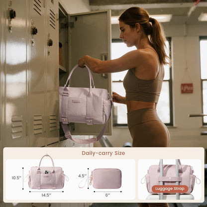 Small Gym Bag for Women with Yoga mat Holder, Mini Duffle Bag for Travel with Wet Pocket, Overnight Personal Item Bags, Lightweight Carry on Weekender Duffel for Workout, Dance, Ballet