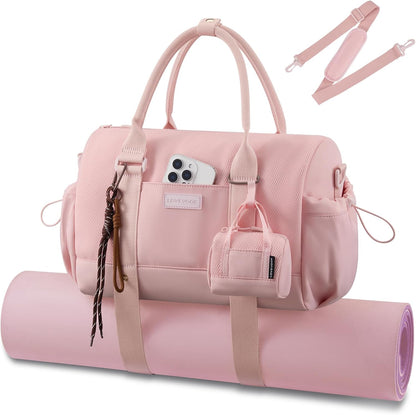 Small Gym Bag for Women with Yoga mat Holder, Mini Duffle Bag for Travel with Wet Pocket, Overnight Personal Item Bags, Lightweight Carry on Weekender Duffel for Workout, Dance, Ballet