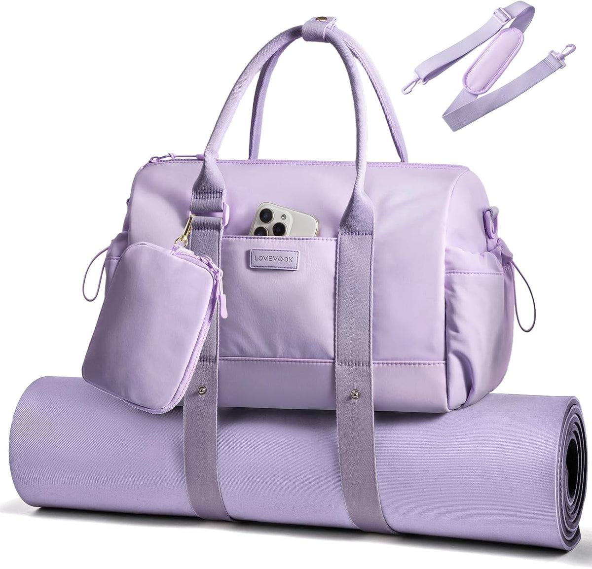Small Gym Bag for Women with Yoga mat Holder, Mini Duffle Bag for Travel with Wet Pocket, Overnight Personal Item Bags, Lightweight Carry on Weekender Duffel for Workout, Dance, Ballet