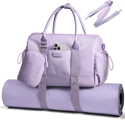 Small Gym Bag for Women with Yoga mat Holder, Mini Duffle Bag for Travel with Wet Pocket, Overnight Personal Item Bags, Lightweight Carry on Weekender Duffel for Workout, Dance, Ballet
