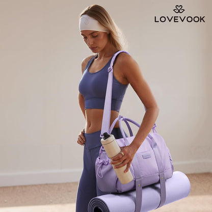 Small Gym Bag for Women with Yoga mat Holder, Mini Duffle Bag for Travel with Wet Pocket, Overnight Personal Item Bags, Lightweight Carry on Weekender Duffel for Workout, Dance, Ballet