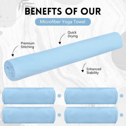 4 Pack 72" x 24" Hot Yoga Towel Non Slip Microfiber Mat Towel Sweat Absorbent Soft Pilates Mat Essentials for Hot Yoga Pilates Exercise(Light Grey)