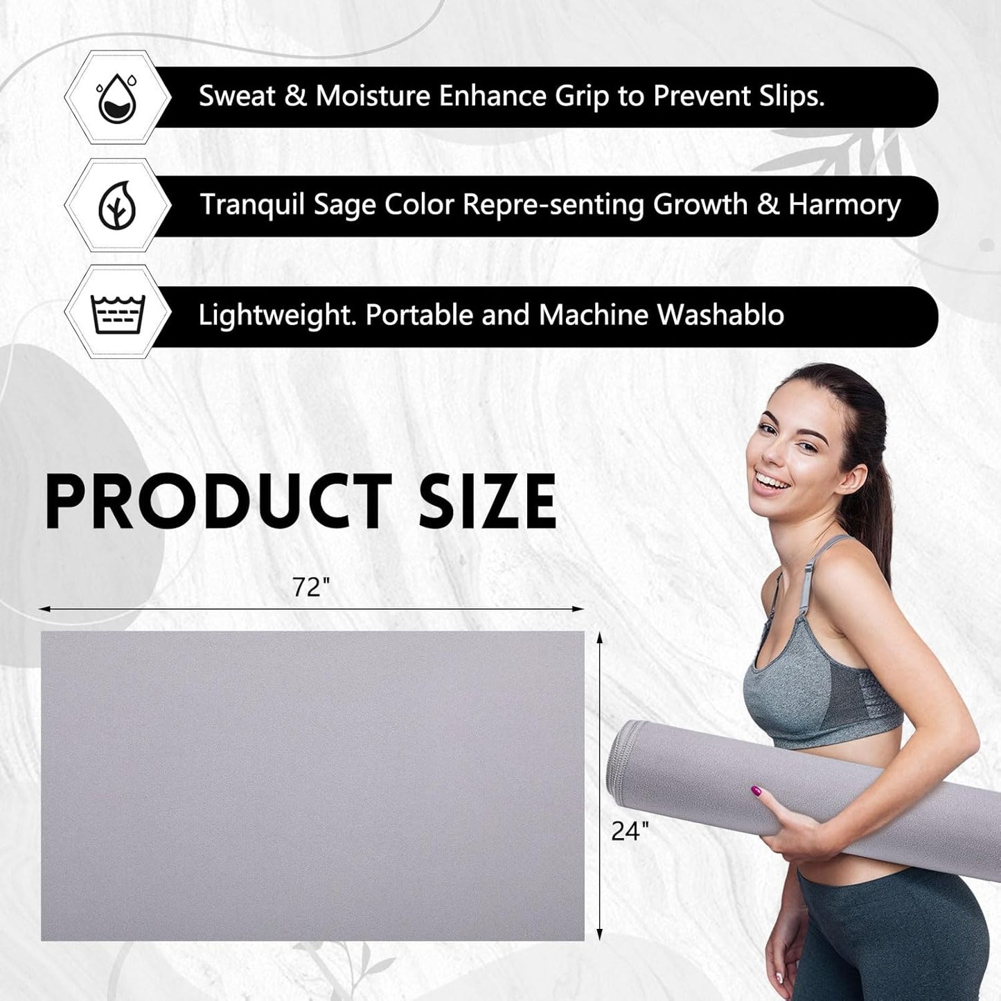 4 Pack 72" x 24" Hot Yoga Towel Non Slip Microfiber Mat Towel Sweat Absorbent Soft Pilates Mat Essentials for Hot Yoga Pilates Exercise(Light Grey)