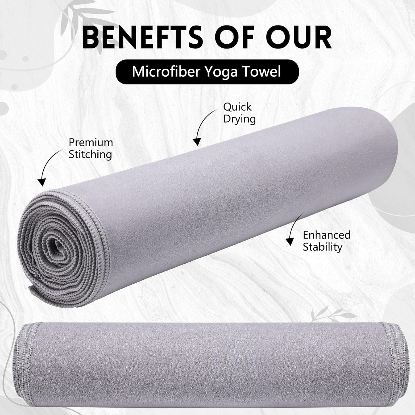 4 Pack 72" x 24" Hot Yoga Towel Non Slip Microfiber Mat Towel Sweat Absorbent Soft Pilates Mat Essentials for Hot Yoga Pilates Exercise(Light Grey)
