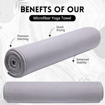 4 Pack 72" x 24" Hot Yoga Towel Non Slip Microfiber Mat Towel Sweat Absorbent Soft Pilates Mat Essentials for Hot Yoga Pilates Exercise(Light Grey)