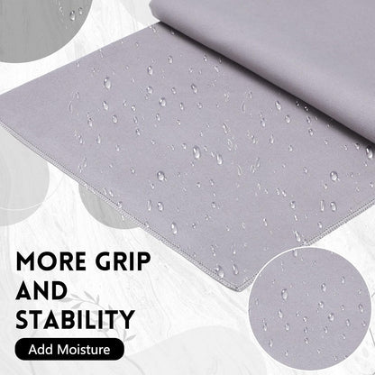 4 Pack 72" x 24" Hot Yoga Towel Non Slip Microfiber Mat Towel Sweat Absorbent Soft Pilates Mat Essentials for Hot Yoga Pilates Exercise(Light Grey)