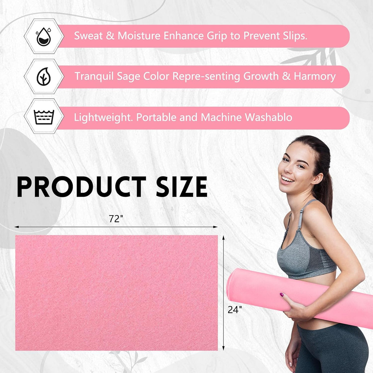 4 Pack 72" x 24" Hot Yoga Towel Non Slip Microfiber Mat Towel Sweat Absorbent Soft Pilates Mat Essentials for Hot Yoga Pilates Exercise(Light Grey)