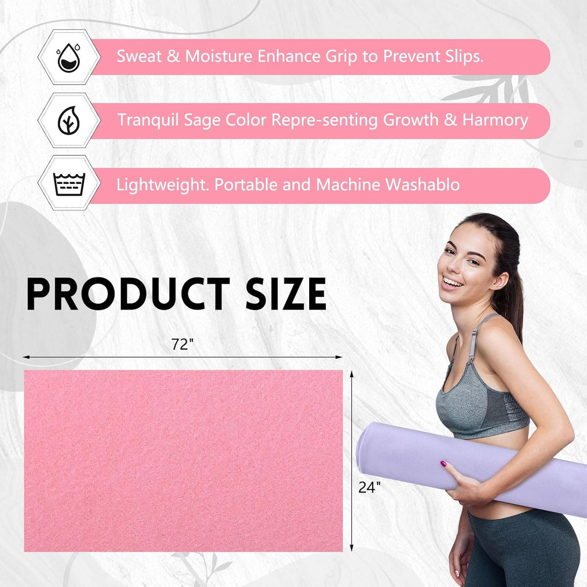 4 Pack 72" x 24" Hot Yoga Towel Non Slip Microfiber Mat Towel Sweat Absorbent Soft Pilates Mat Essentials for Hot Yoga Pilates Exercise(Light Grey)