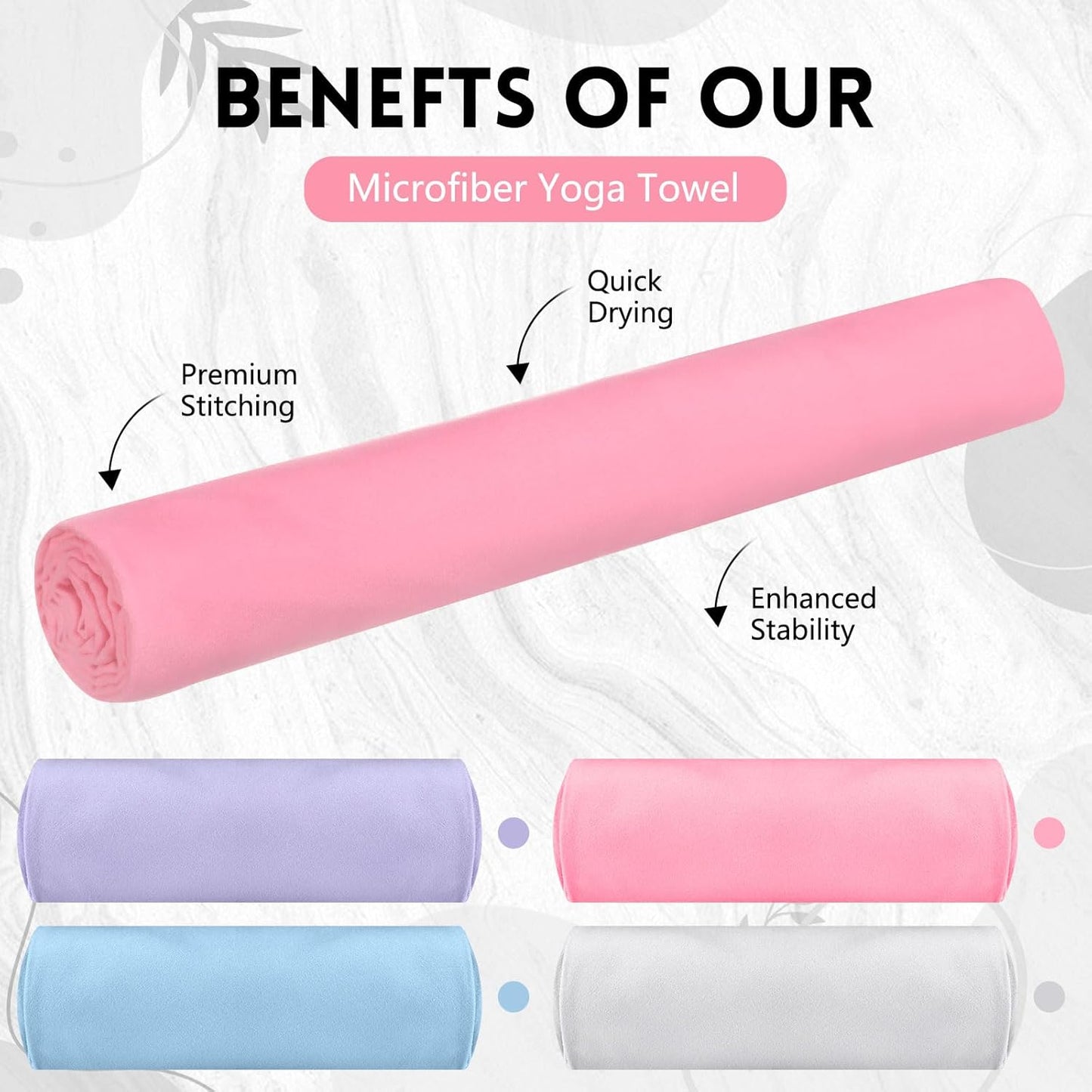 4 Pack 72" x 24" Hot Yoga Towel Non Slip Microfiber Mat Towel Sweat Absorbent Soft Pilates Mat Essentials for Hot Yoga Pilates Exercise(Light Grey)