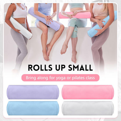 4 Pack 72" x 24" Hot Yoga Towel Non Slip Microfiber Mat Towel Sweat Absorbent Soft Pilates Mat Essentials for Hot Yoga Pilates Exercise(Light Grey)