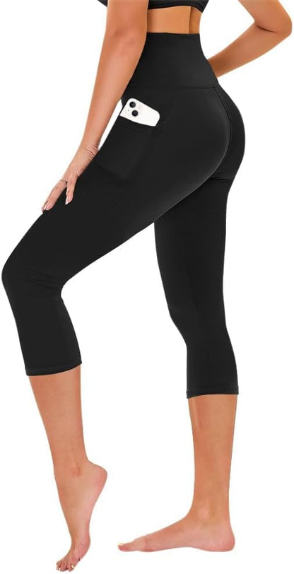 Capri Leggings for Women - Tummy Control High Waisted Soft Yoga Pants for Gym Workout