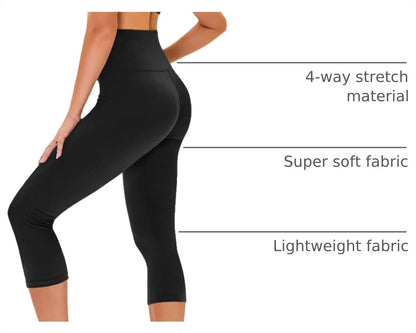 Capri Leggings for Women - Tummy Control High Waisted Soft Yoga Pants for Gym Workout
