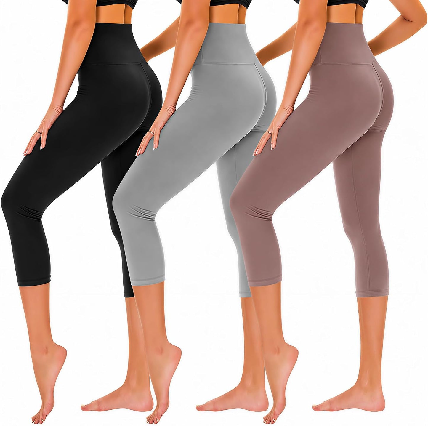 Capri Leggings for Women - Tummy Control High Waisted Soft Yoga Pants for Gym Workout