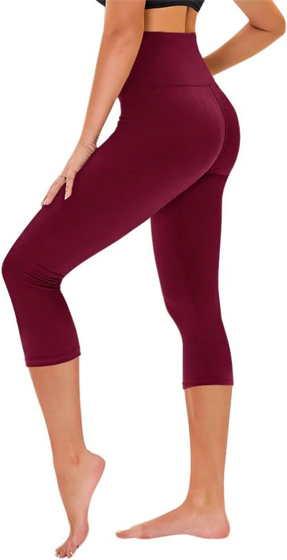 Capri Leggings for Women - Tummy Control High Waisted Soft Yoga Pants for Gym Workout