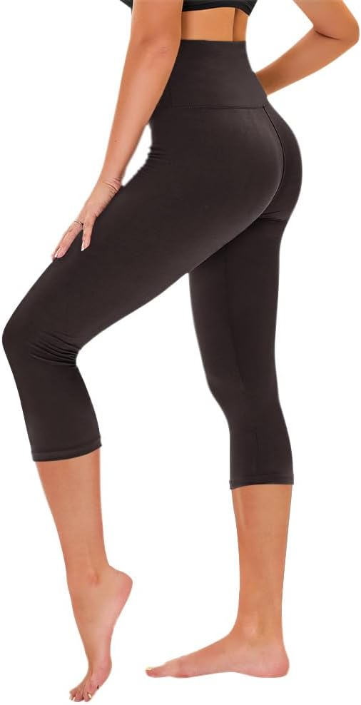 Capri Leggings for Women - Tummy Control High Waisted Soft Yoga Pants for Gym Workout