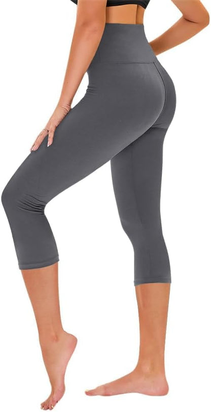 Capri Leggings for Women - Tummy Control High Waisted Soft Yoga Pants for Gym Workout