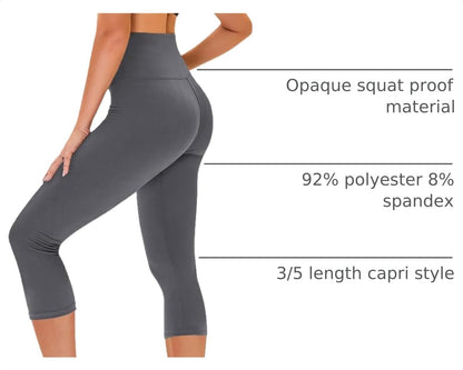 Capri Leggings for Women - Tummy Control High Waisted Soft Yoga Pants for Gym Workout