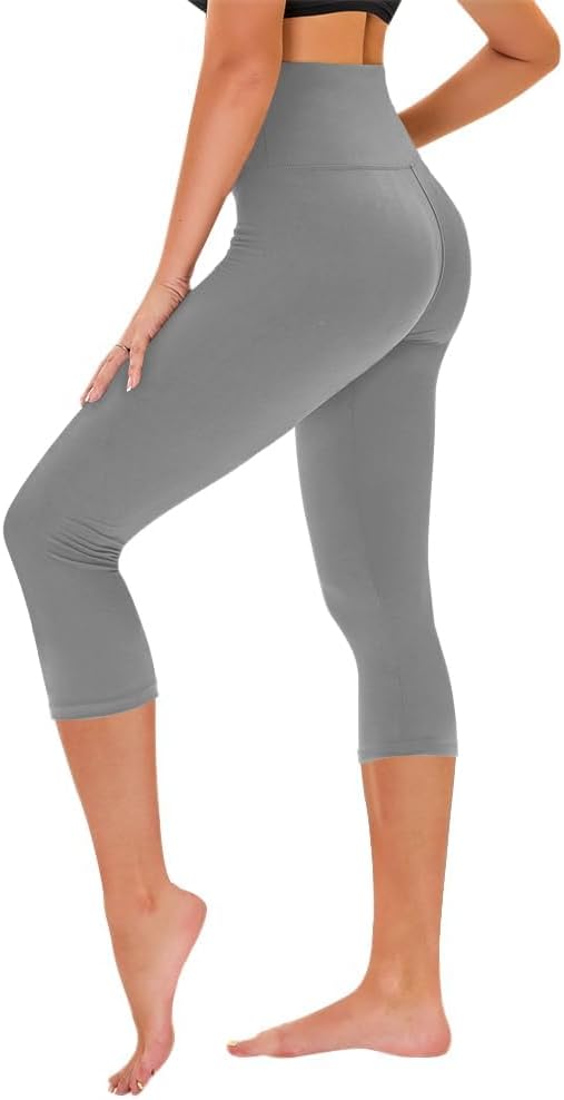 Capri Leggings for Women - Tummy Control High Waisted Soft Yoga Pants for Gym Workout