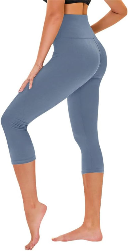 Capri Leggings for Women - Tummy Control High Waisted Soft Yoga Pants for Gym Workout