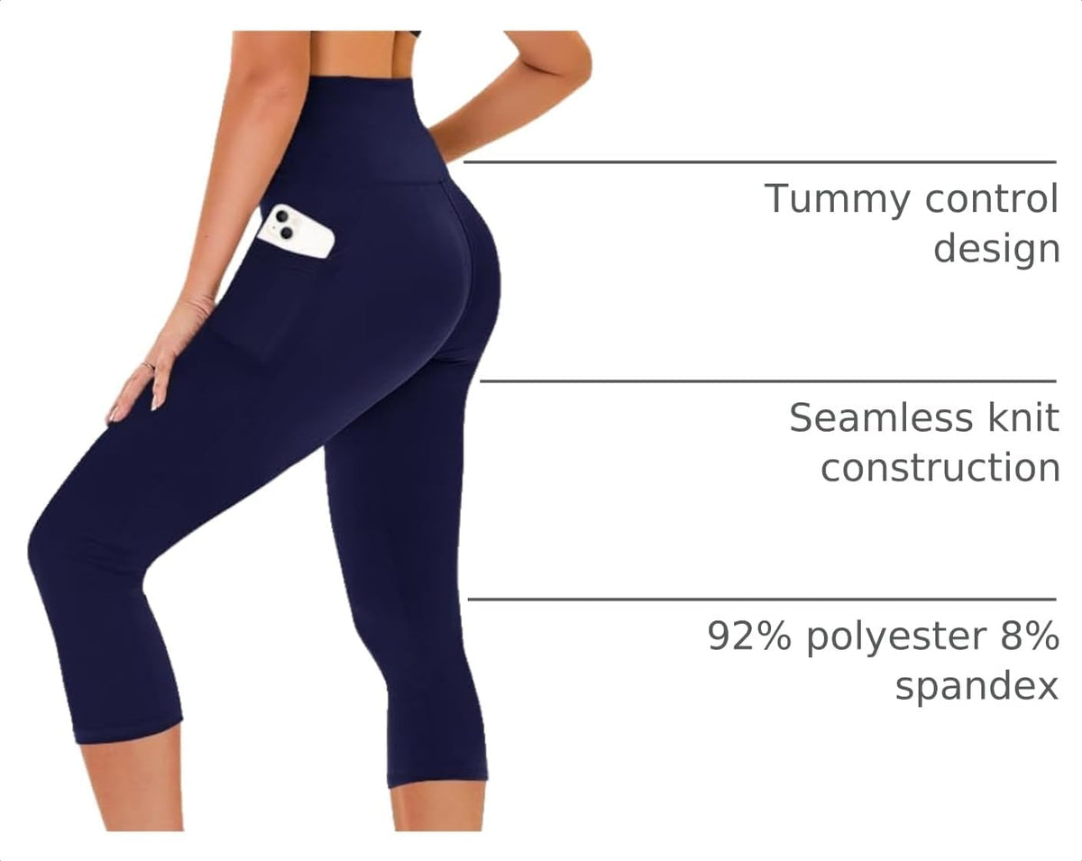Capri Leggings for Women - Tummy Control High Waisted Soft Yoga Pants for Gym Workout