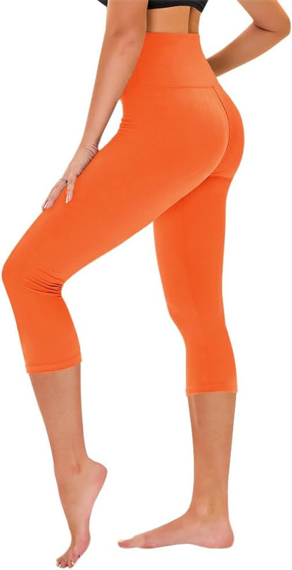Capri Leggings for Women - Tummy Control High Waisted Soft Yoga Pants for Gym Workout