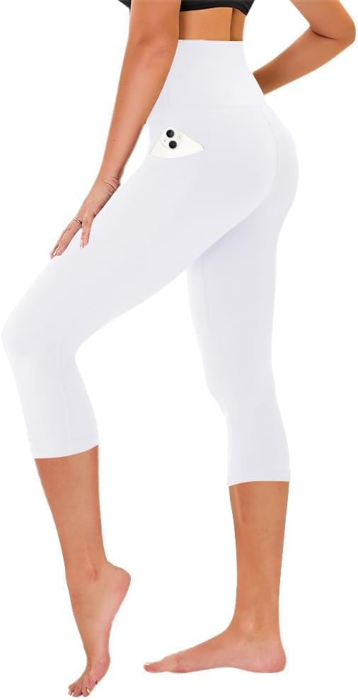 Capri Leggings for Women - Tummy Control High Waisted Soft Yoga Pants for Gym Workout