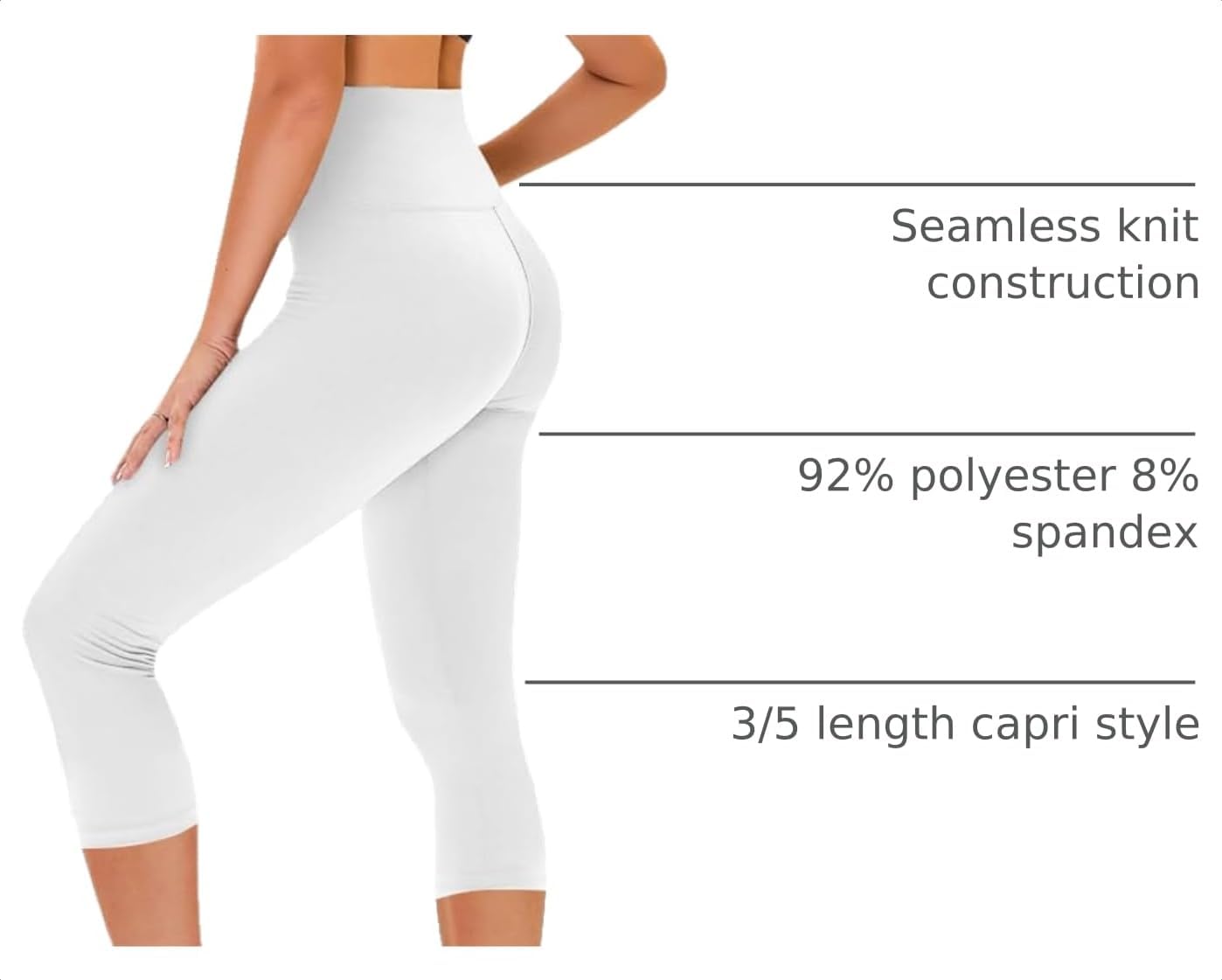 Capri Leggings for Women - Tummy Control High Waisted Soft Yoga Pants for Gym Workout