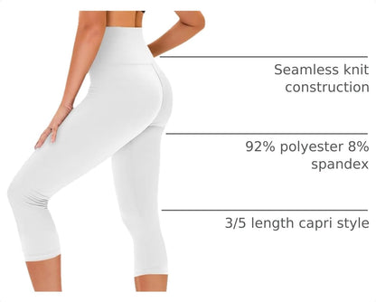 Capri Leggings for Women - Tummy Control High Waisted Soft Yoga Pants for Gym Workout