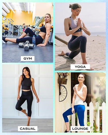 Capri Leggings for Women - Tummy Control High Waisted Soft Yoga Pants for Gym Workout