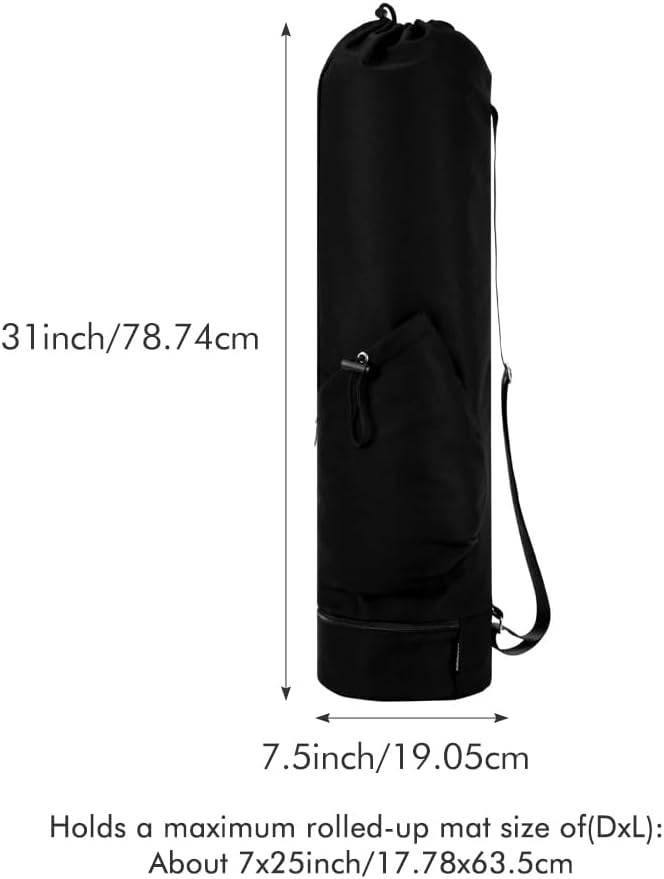 Yoga Mat Bag,Full Zip Cargo Yoga Mat Carrier Bag with Drawstring Water Bottle Pocket,Exercise Yogas Mats Carrier Holder for Women & Men