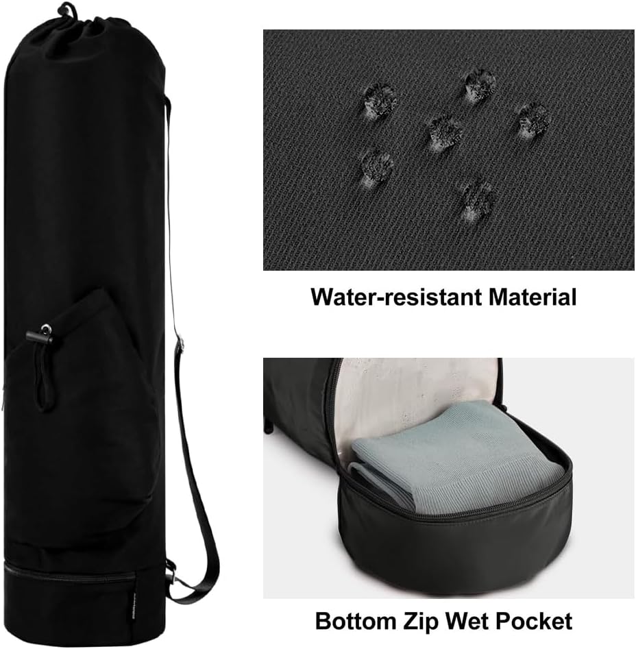 Yoga Mat Bag,Full Zip Cargo Yoga Mat Carrier Bag with Drawstring Water Bottle Pocket,Exercise Yogas Mats Carrier Holder for Women & Men