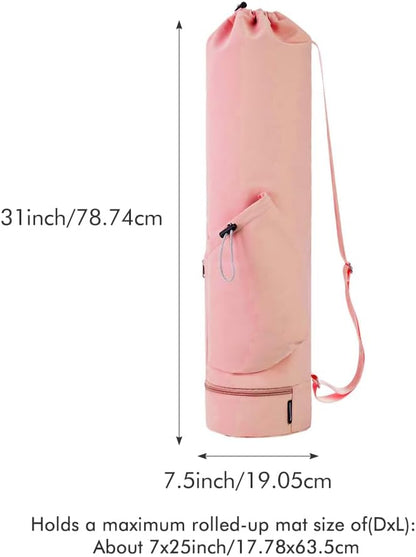 Yoga Mat Bag,Full Zip Cargo Yoga Mat Carrier Bag with Drawstring Water Bottle Pocket,Exercise Yogas Mats Carrier Holder for Women & Men