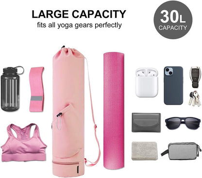 Yoga Mat Bag,Full Zip Cargo Yoga Mat Carrier Bag with Drawstring Water Bottle Pocket,Exercise Yogas Mats Carrier Holder for Women & Men