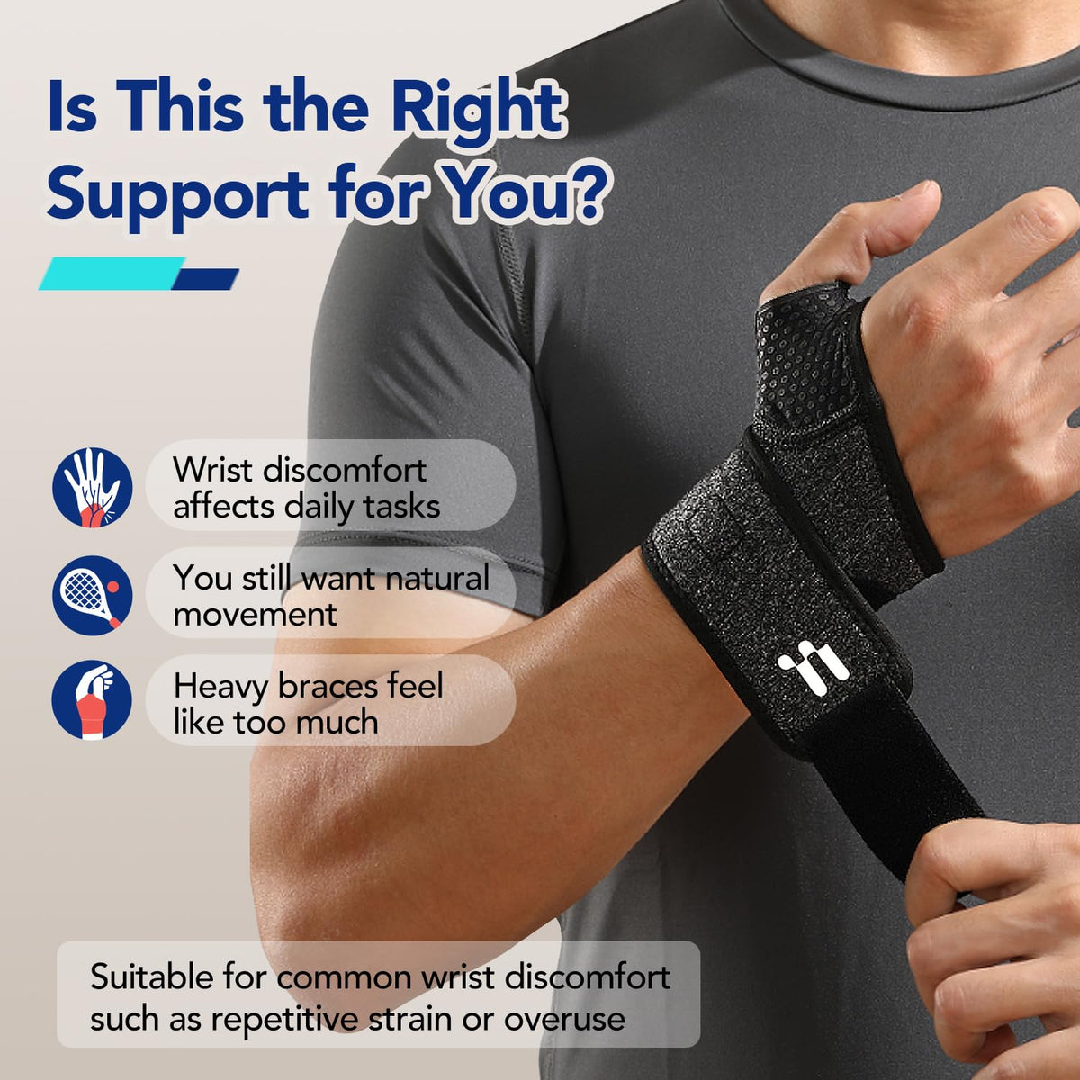Wrist Brace with Soft Thumb Opening for Mild Carpal Tunnel Relief Tendonitis Arthritis Sprains (Not for Thumb), Compression Wrist Brace for Left Hand, Adjustable Wrist Support Wrap, 1 Unit