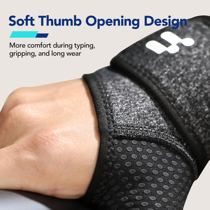 Wrist Brace with Soft Thumb Opening for Mild Carpal Tunnel Relief Tendonitis Arthritis Sprains (Not for Thumb), Compression Wrist Brace for Left Hand, Adjustable Wrist Support Wrap, 1 Unit